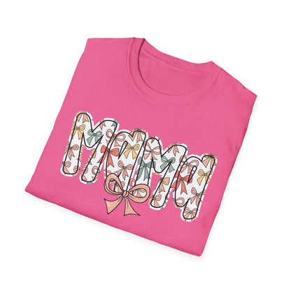 Mama Floral Typography T-Shirt — 'MAMA' Bow Graphic, Cute Mother's Day Gift