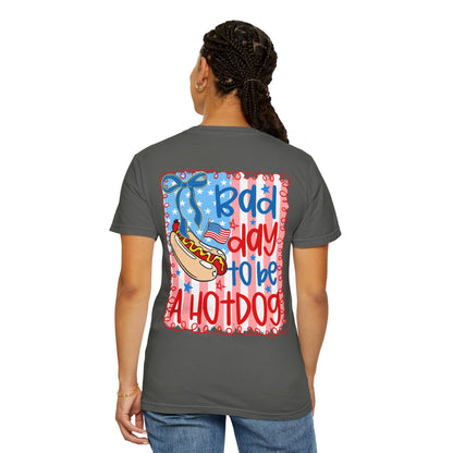 Hot Dog Graphic T-Shirt — "Bad Day to Be a Hot Dog" Patriotic Tee