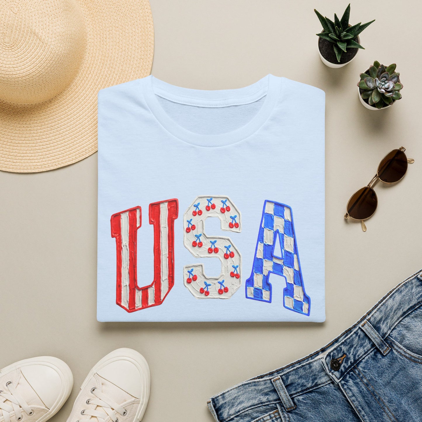 USA Graphic T-Shirt — Red White & Blue Patriotic 4th of July Tee