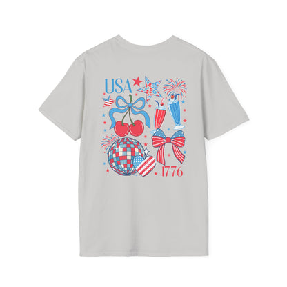 Patriotic Cherry T-Shirt — USA 1776 Fourth of July Graphic Tee