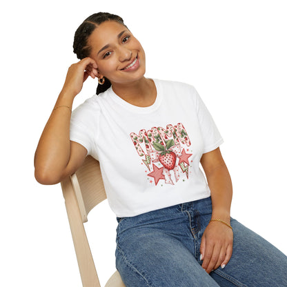 Strawberry Vibes T-Shirt — Retro Stars & Heart Graphic