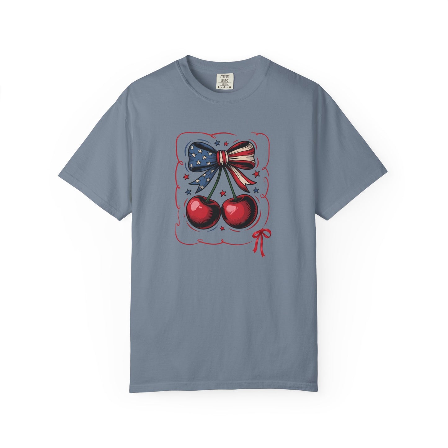 American Flag Cherry T-Shirt — Patriotic Bow Cherry Graphic Tee
