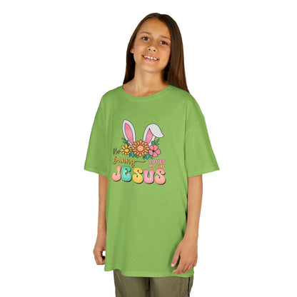 Kids Tee — "Hippie Bunny Jesus" Pastel Easter Graphic