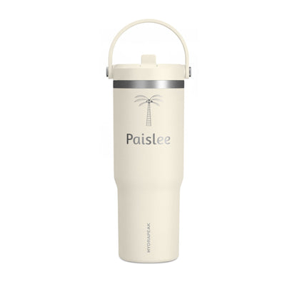 Personalized 32oz Tumbler - Palm Tree Name Engraved Travel Bottle