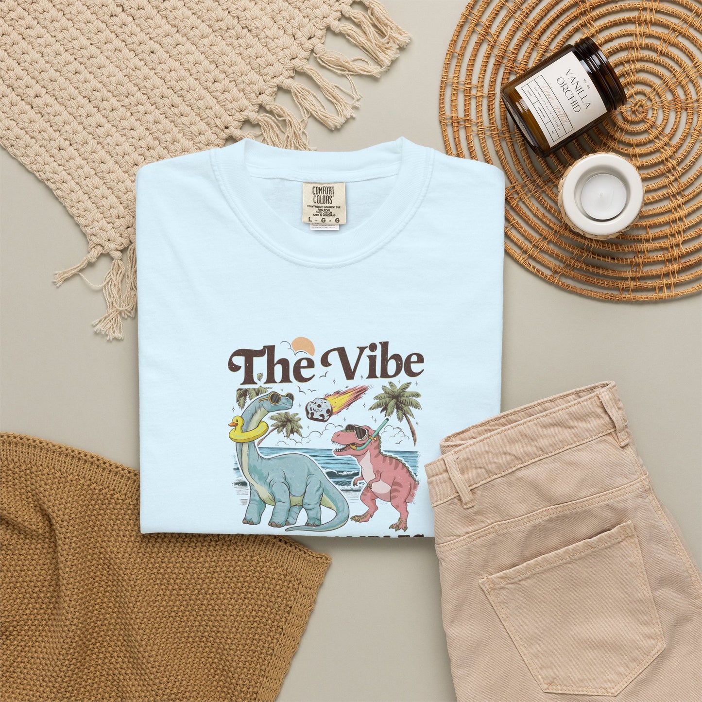 Retro Dinosaur Tee — "The Vibe Is In Shambles" Graphic T-Shirt