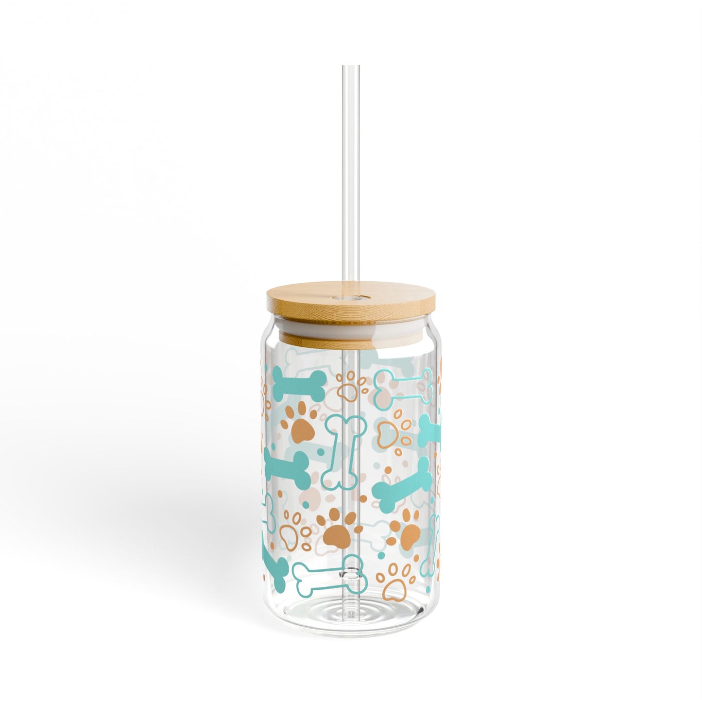 Dog Paw & Bone 16oz Sipper Glass – Reusable Straw Tumbler for Pet Lovers