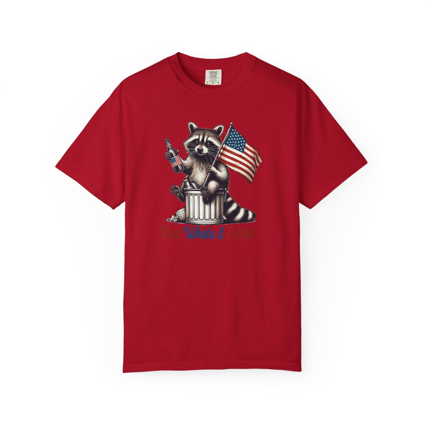 Patriotic Raccoon T-Shirt — "Red White & Feral" American Flag Graphic