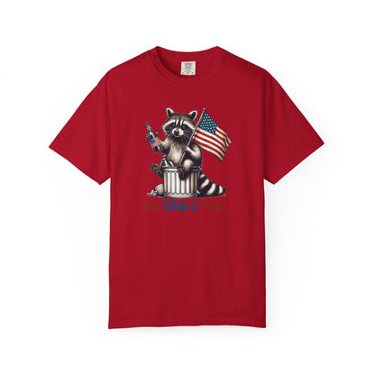 Patriotic Raccoon T-Shirt — "Red White & Feral" American Flag Graphic