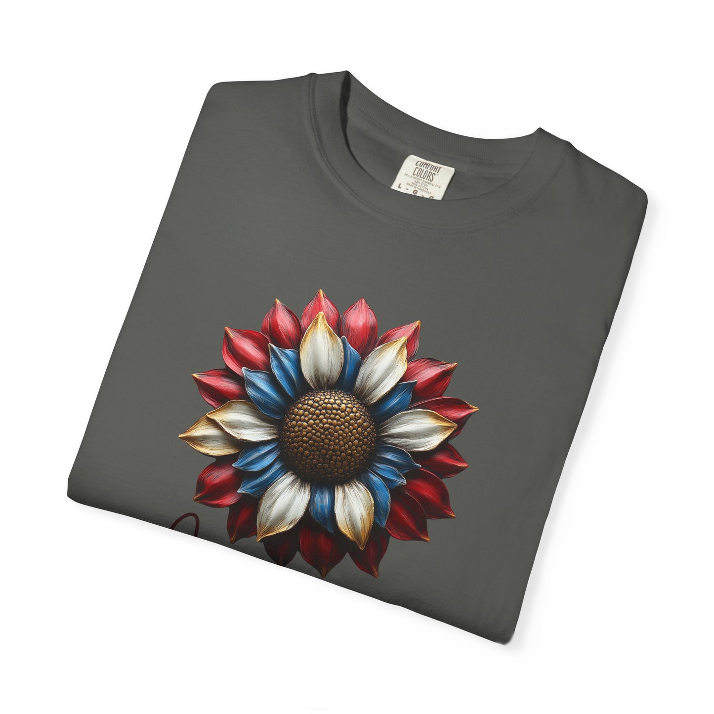 America Sunflower T-Shirt — Patriotic Red White Blue Floral Tee