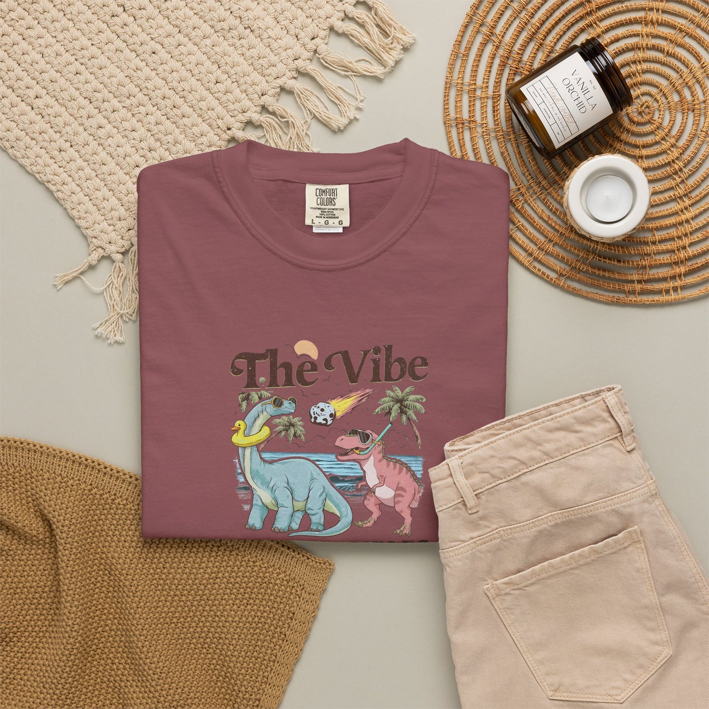 Retro Dinosaur Tee — "The Vibe Is In Shambles" Graphic T-Shirt