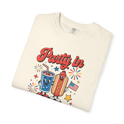 Party in the USA T-Shirt — 4th of July Hot Dog & Soda Graphic Tee