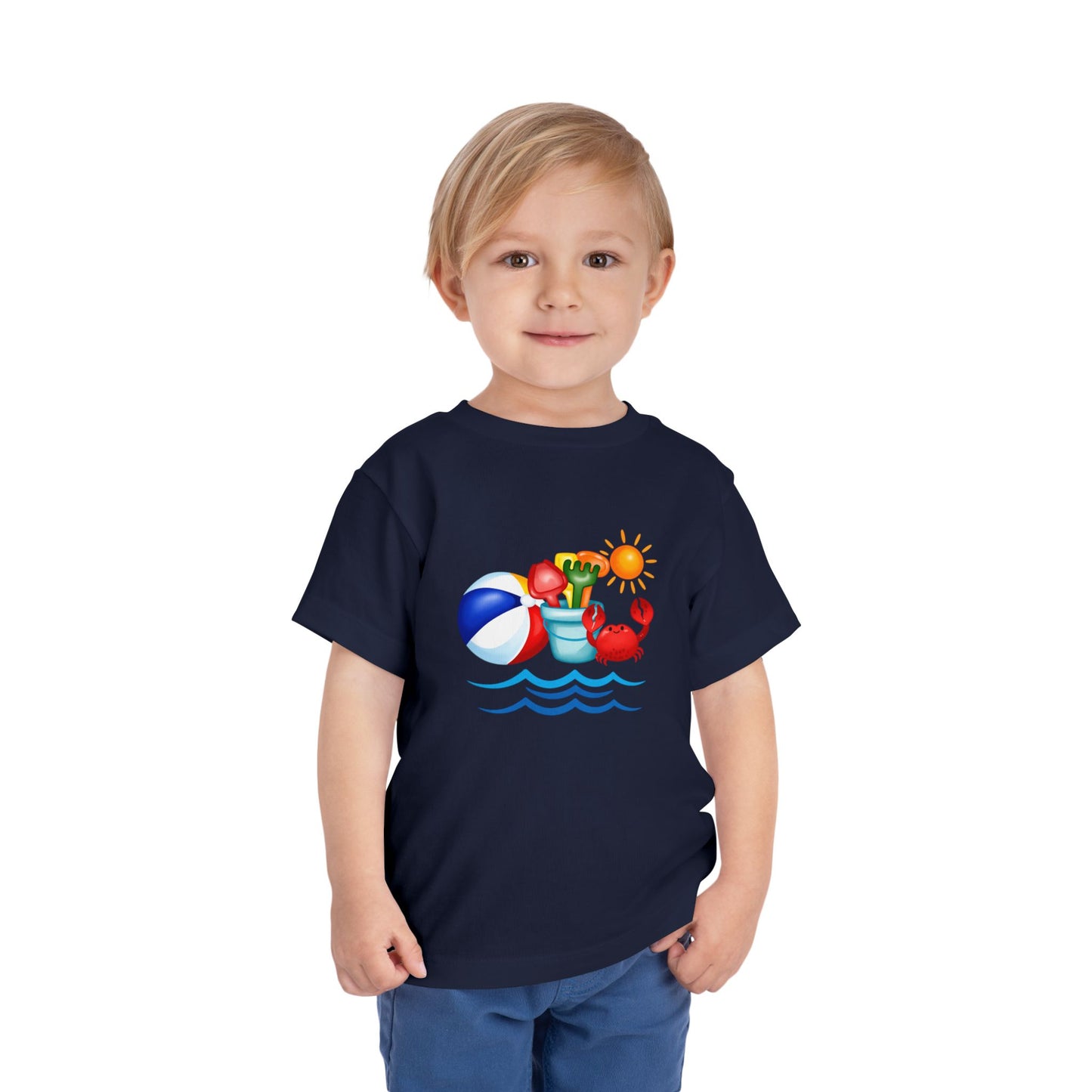 Toddler Tee — Colorful Beach Crab & Sand Pail Summer Shirt