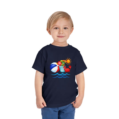 Toddler Tee — Colorful Beach Crab & Sand Pail Summer Shirt