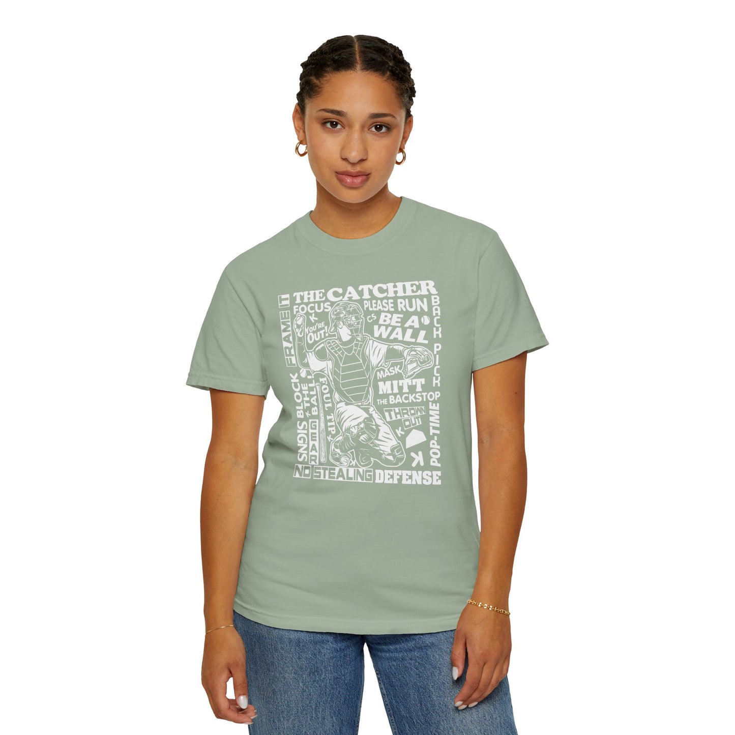 Catcher Graphic T-Shirt — Vintage-Inspired Baseball Catcher Design