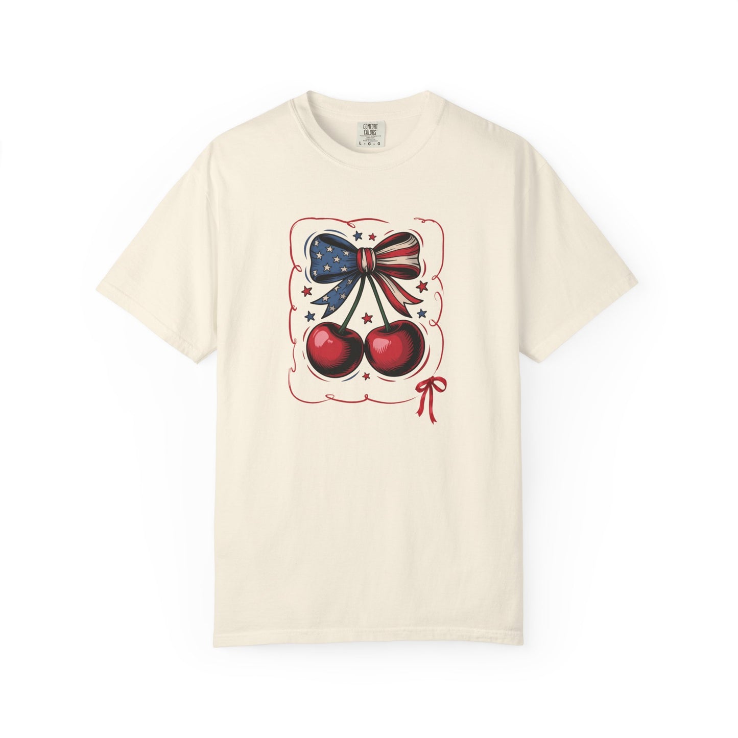 American Flag Cherry T-Shirt — Patriotic Bow Cherry Graphic Tee