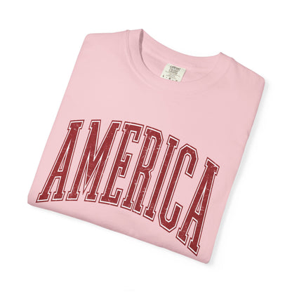 America Graphic T‑Shirt — Vintage Collegiate Patriotic Tee