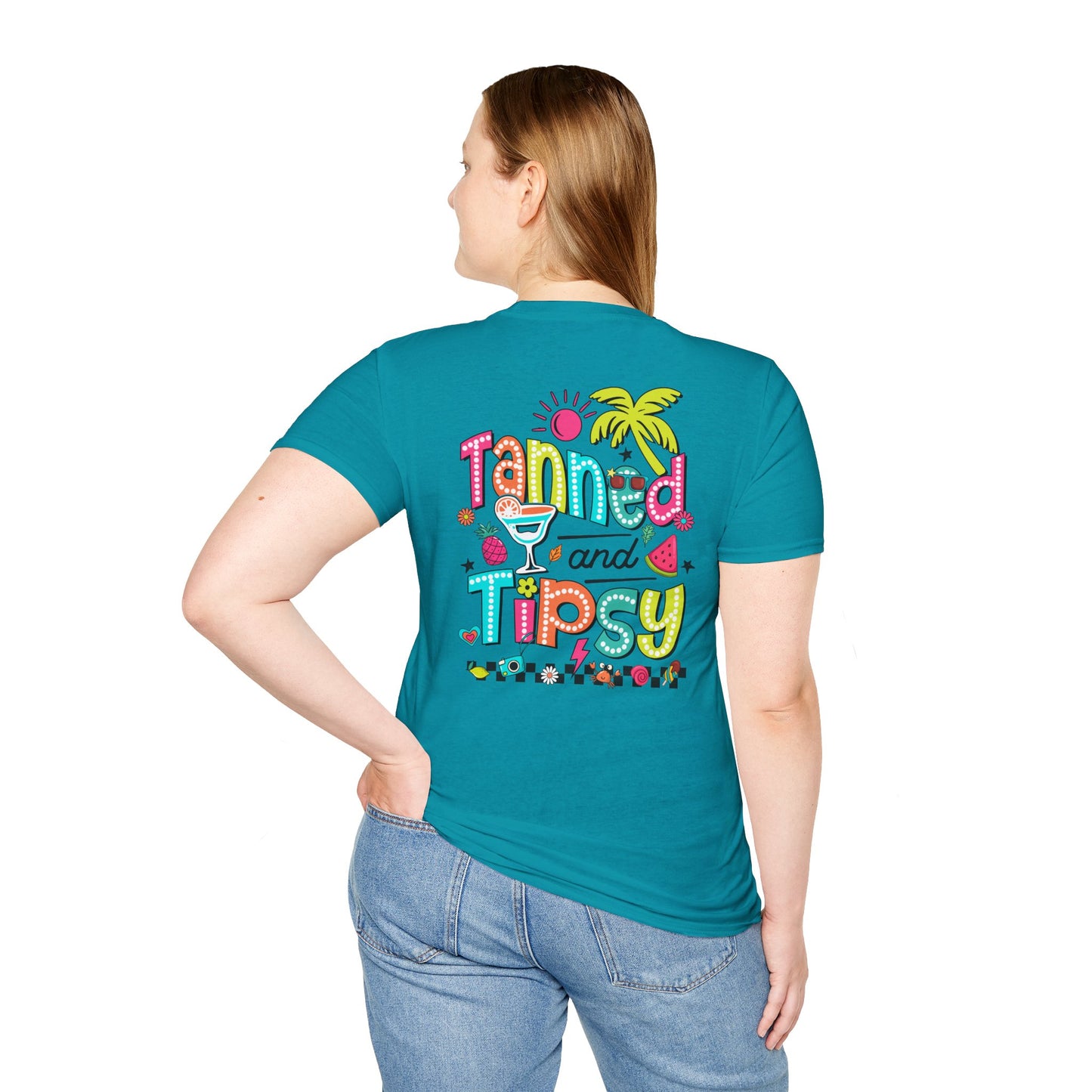 T-Shirt — "Tanned and Tipsy" Tropical Cocktail Graphic Tee