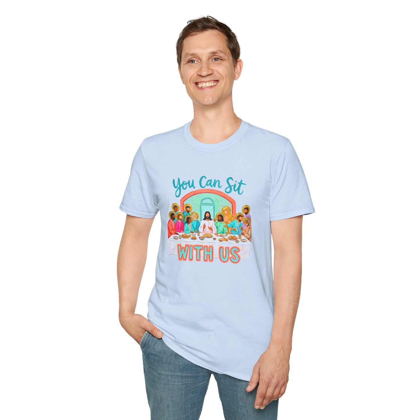 You Can Sit With Us T-Shirt — Inclusive Retro Last Supper Graphic Tee