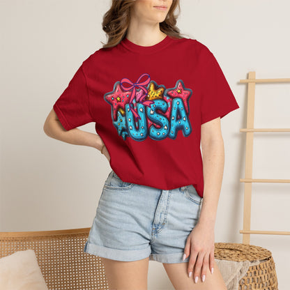 USA Star Balloon Graphic T-Shirt — Patriotic 4th of July Tee