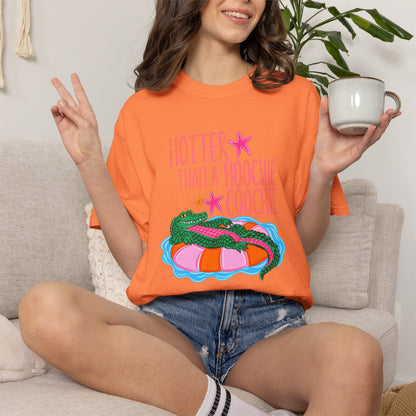 T-Shirt — "Hotter Than a Hoochie Coochie" Gator Pool Graphic Tee
