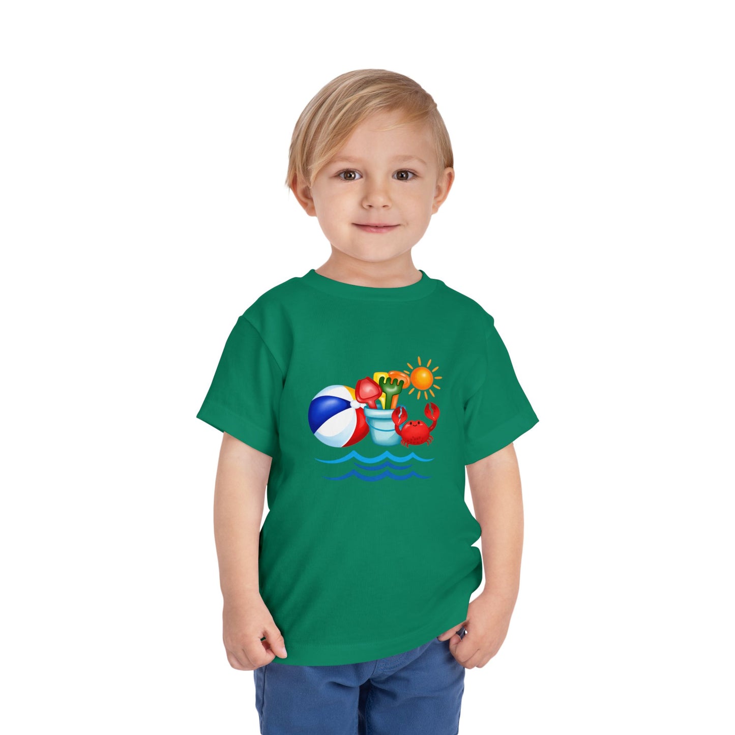 Toddler Tee — Colorful Beach Crab & Sand Pail Summer Shirt