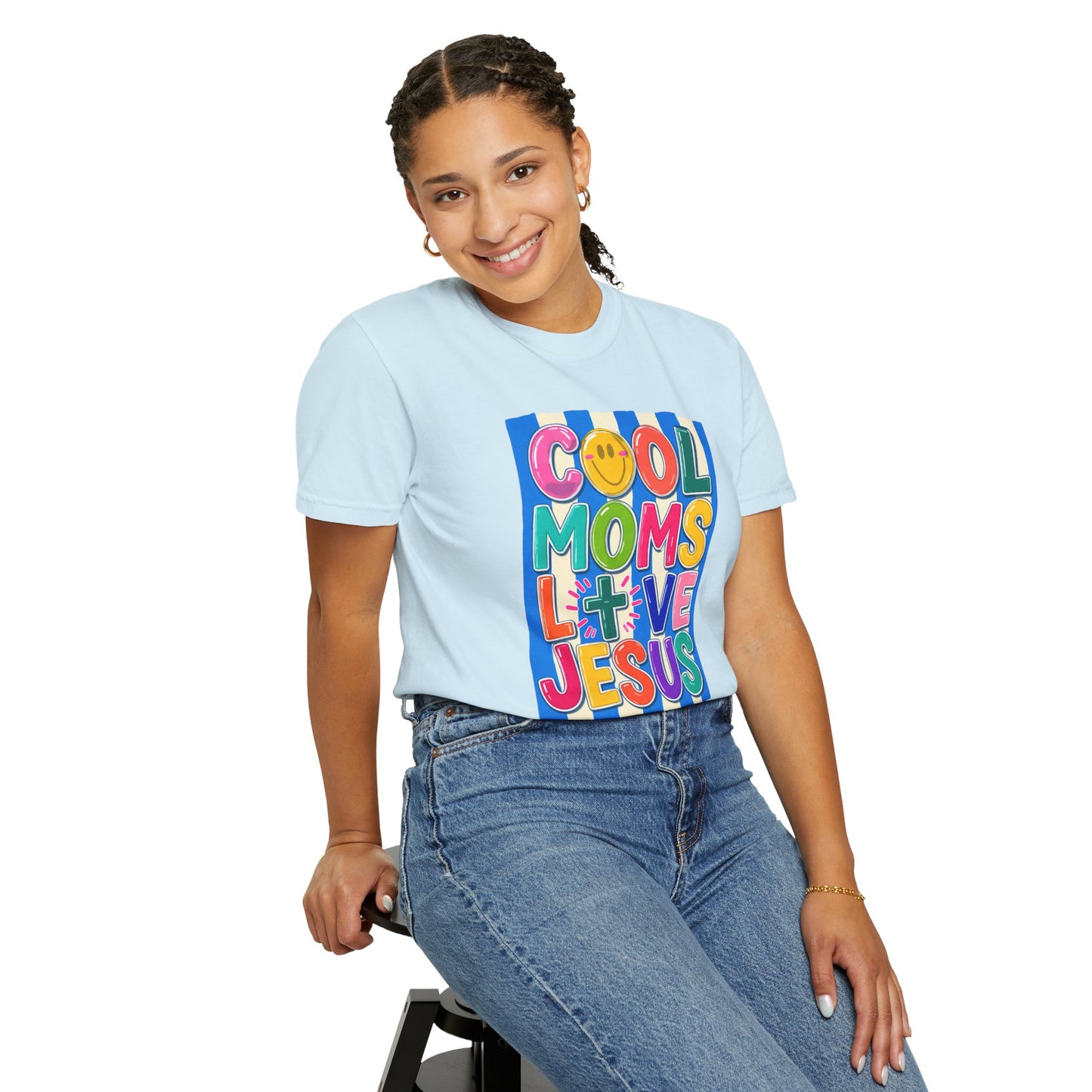 Cool Moms Love Jesus T-Shirt — Colorful Retro Christian Graphic Tee