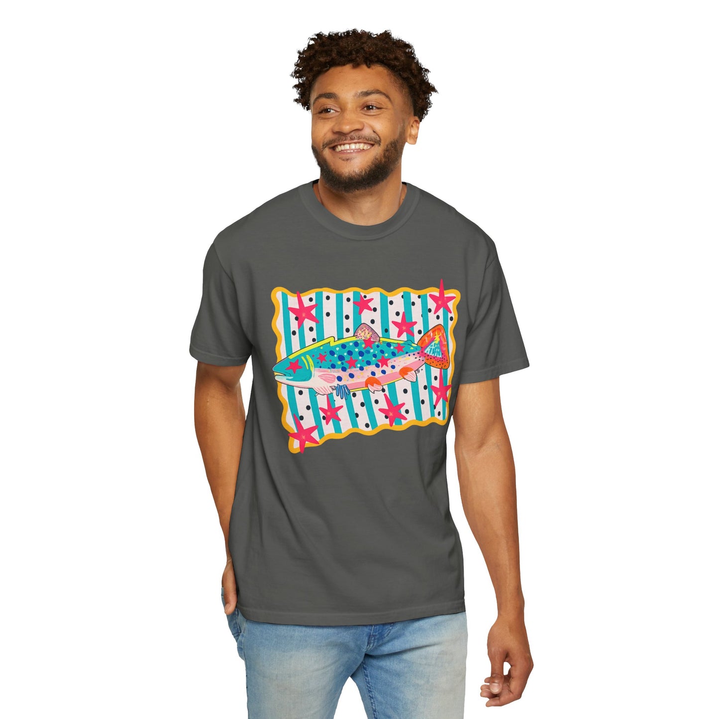 Fish Pattern T-Shirt — Colorful Retro Sea Life Graphic Tee