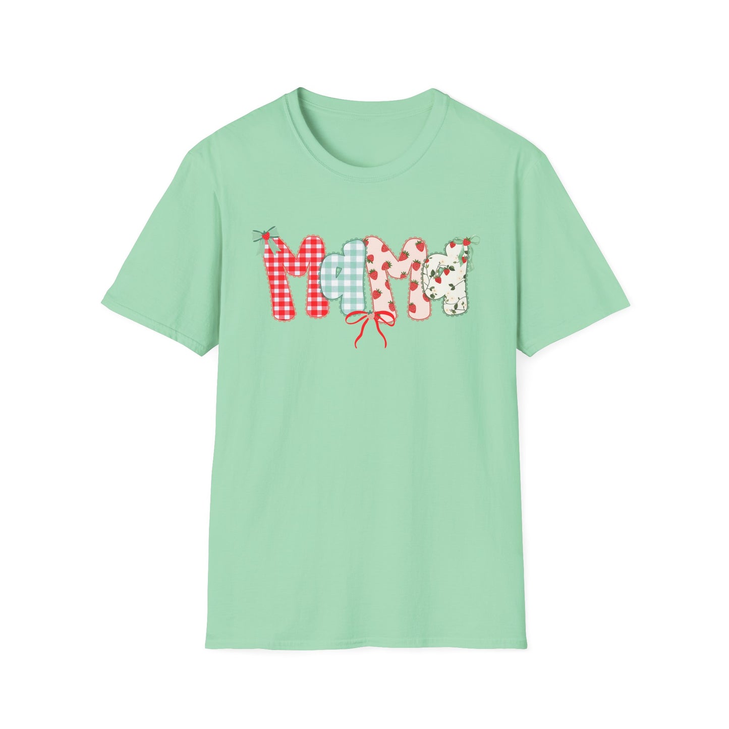 Mama Patterned Patchwork T-Shirt — Floral & Gingham "Mama" Design, Cute Mother's Day Gift
