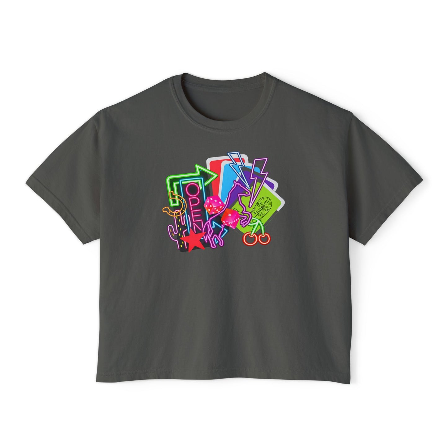 Retro Neon Makeup Graphic Tee — Women's Boxy Tee