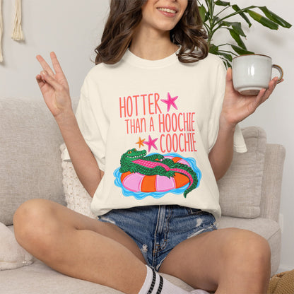 T-Shirt — "Hotter Than a Hoochie Coochie" Gator Pool Graphic Tee