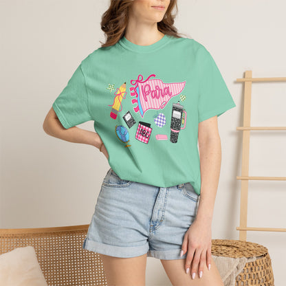 Retro 'Para' Collage T-Shirt — 90s Aesthetic Phone & Makeup Graphic Tee