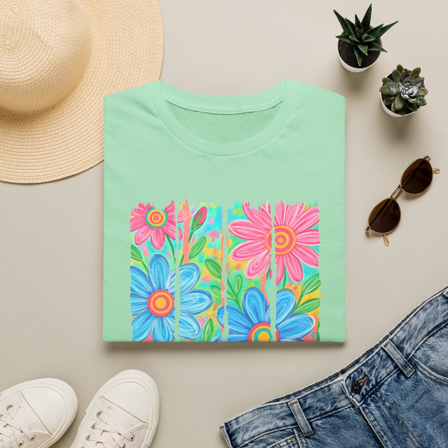Summer vibes floral tee- Gildan softstyle