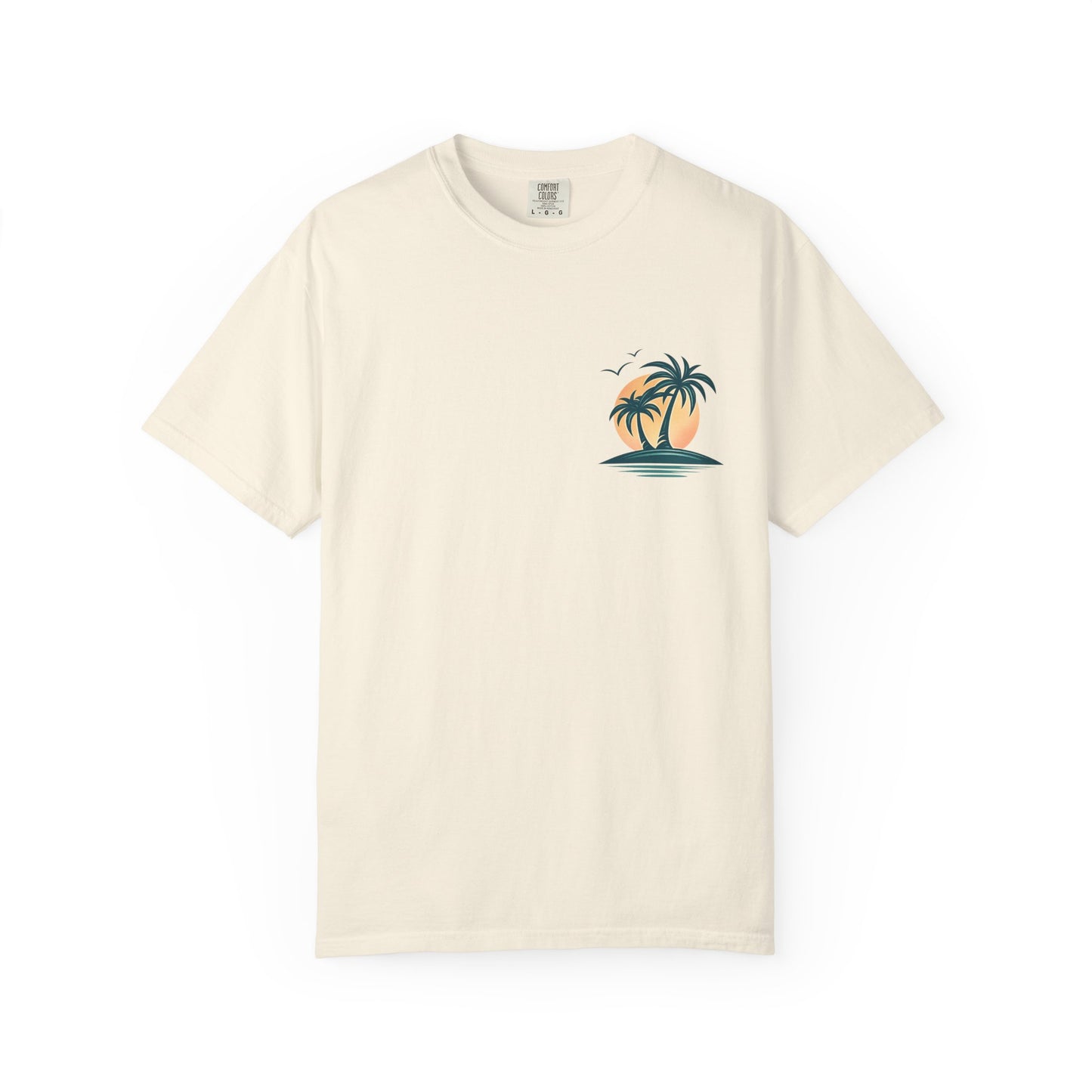 Palm Island Sunset T-Shirt — Tropical Beach Graphic Tee