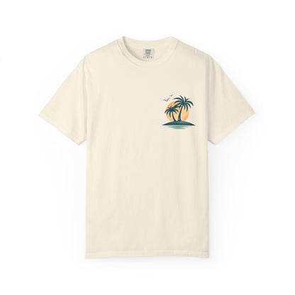 Palm Island Sunset T-Shirt — Tropical Beach Graphic Tee