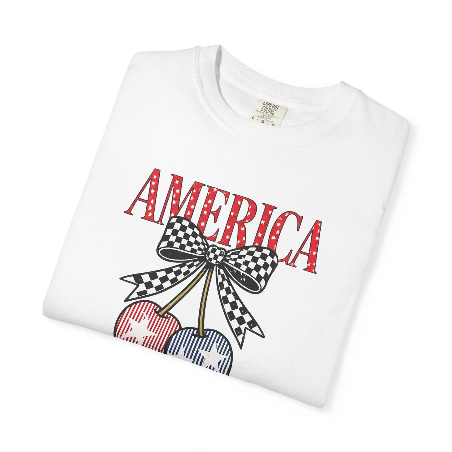 America Cherry Graphic T-Shirt — Patriotic 4th of July Tee