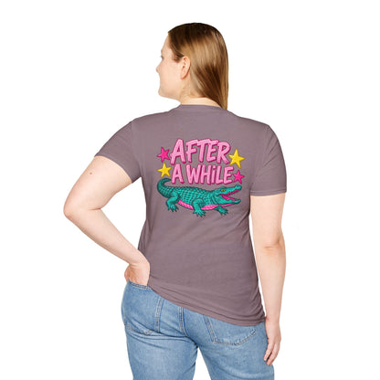 Later Alligator T‑Shirt — Retro Cartoon Gator "Later/After A While" Graphic Tee