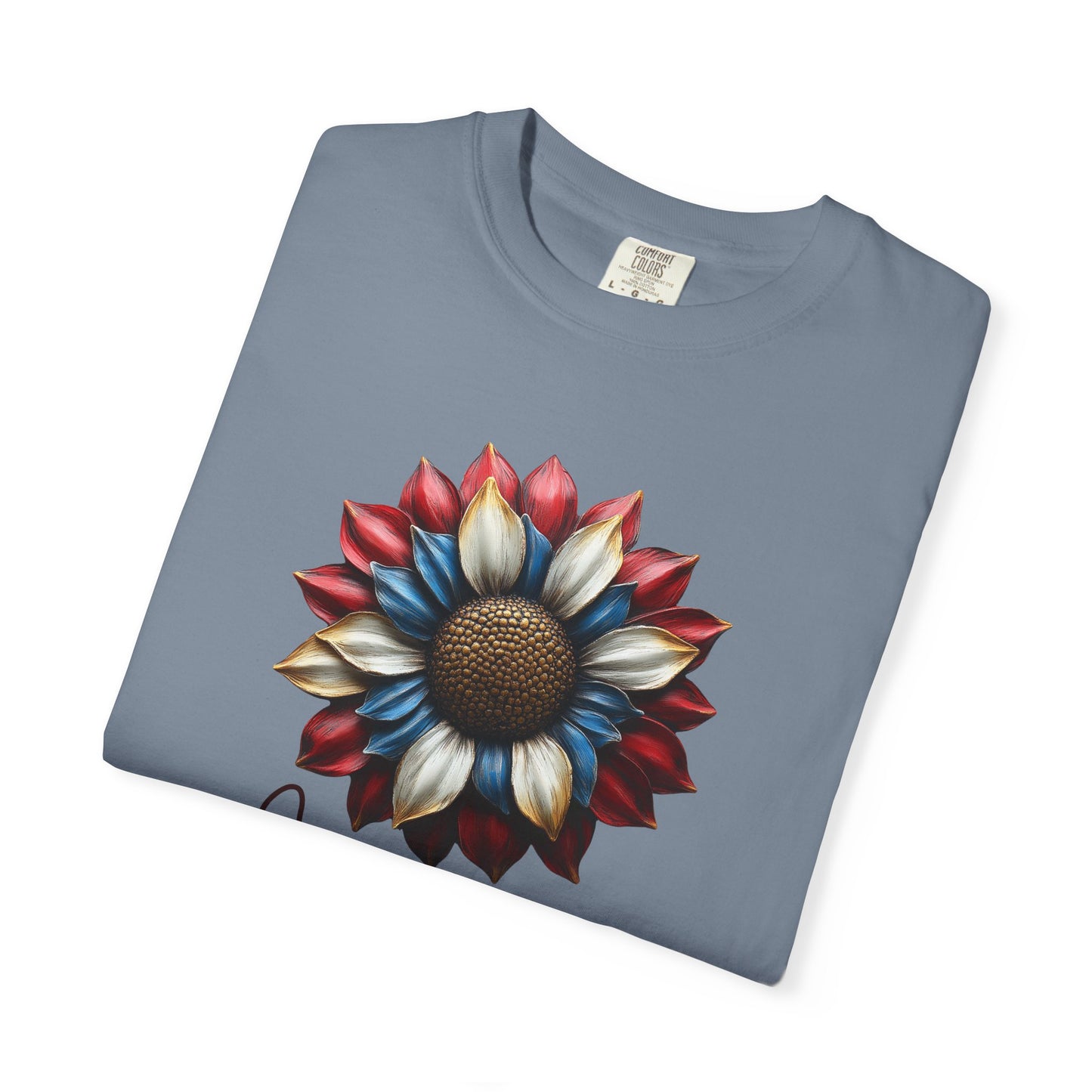 America Sunflower T-Shirt — Patriotic Red White Blue Floral Tee