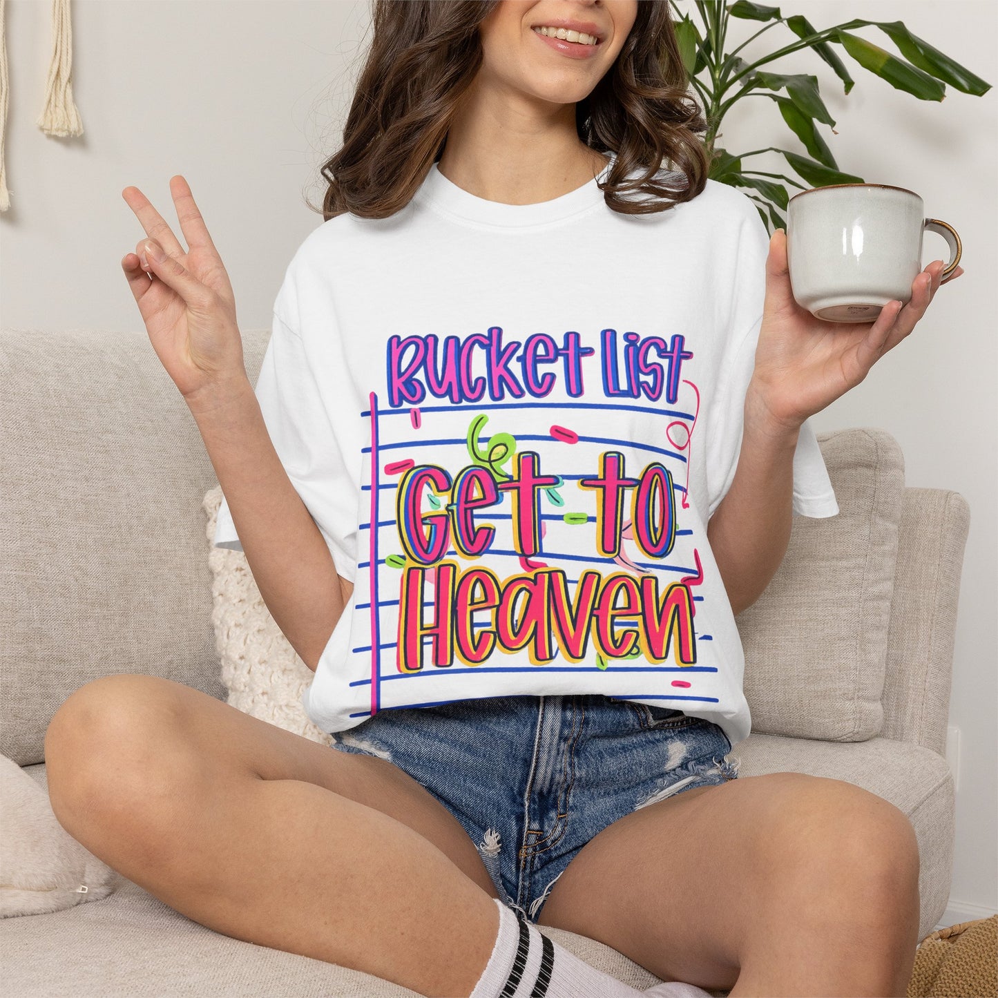 Get to Heaven T-Shirt — "Bucket List" Colorful Notebook Graphic