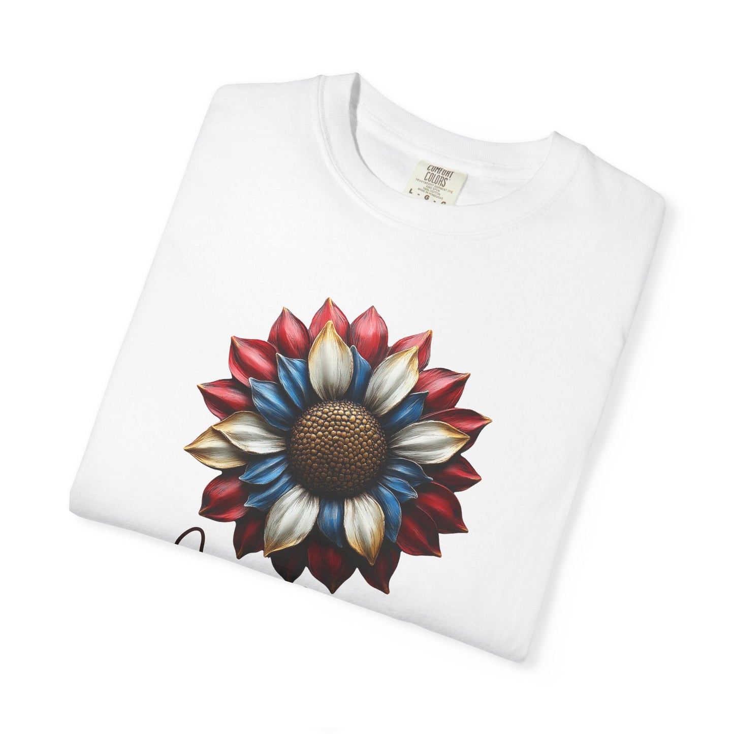 America Sunflower T-Shirt — Patriotic Red White Blue Floral Tee