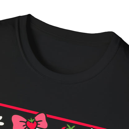 Cute Goose on Scooter T‑Shirt — Strawberry & Bow Graphic Tee
