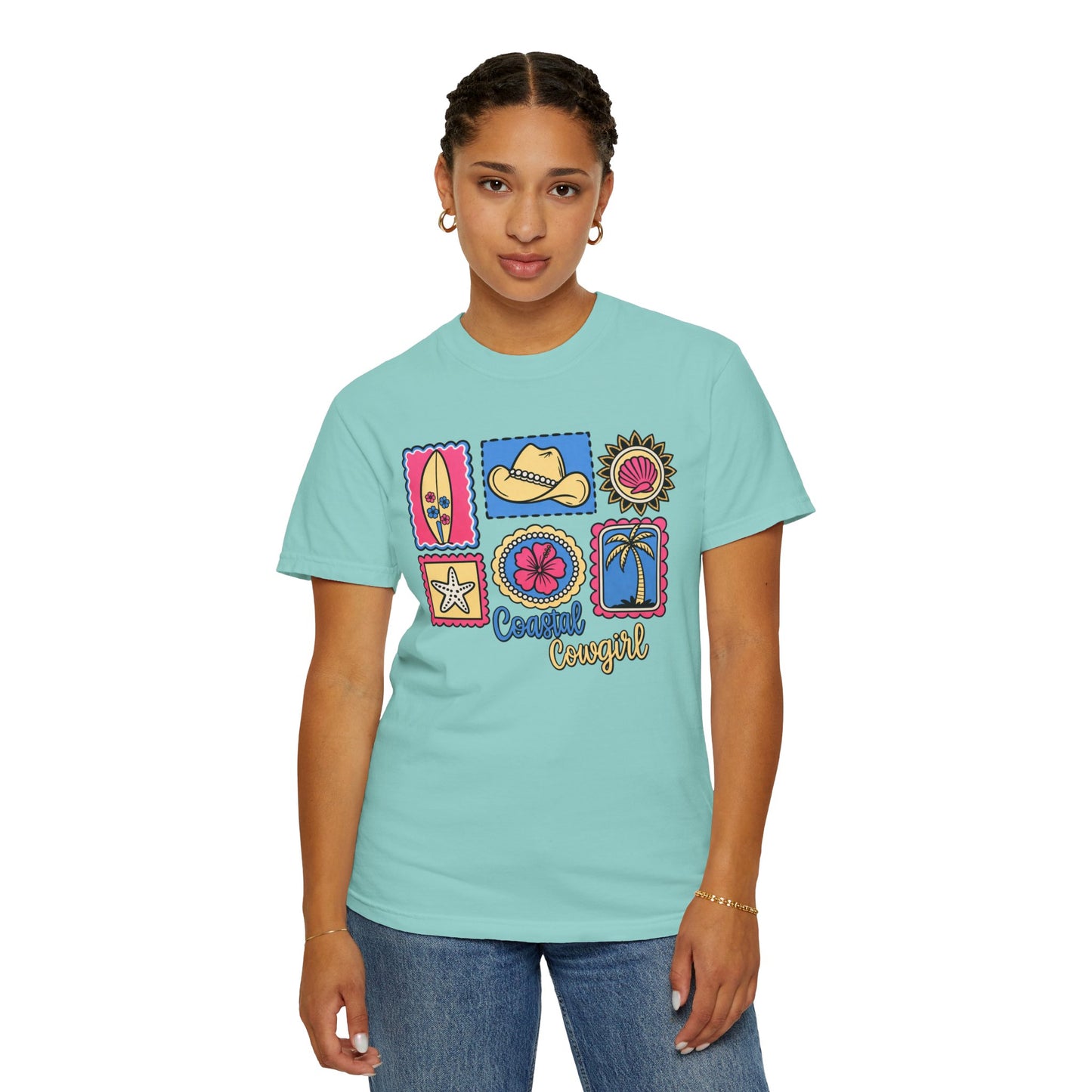 Coastal Cowgirl Graphic T-Shirt — Retro Beach Icons Tee