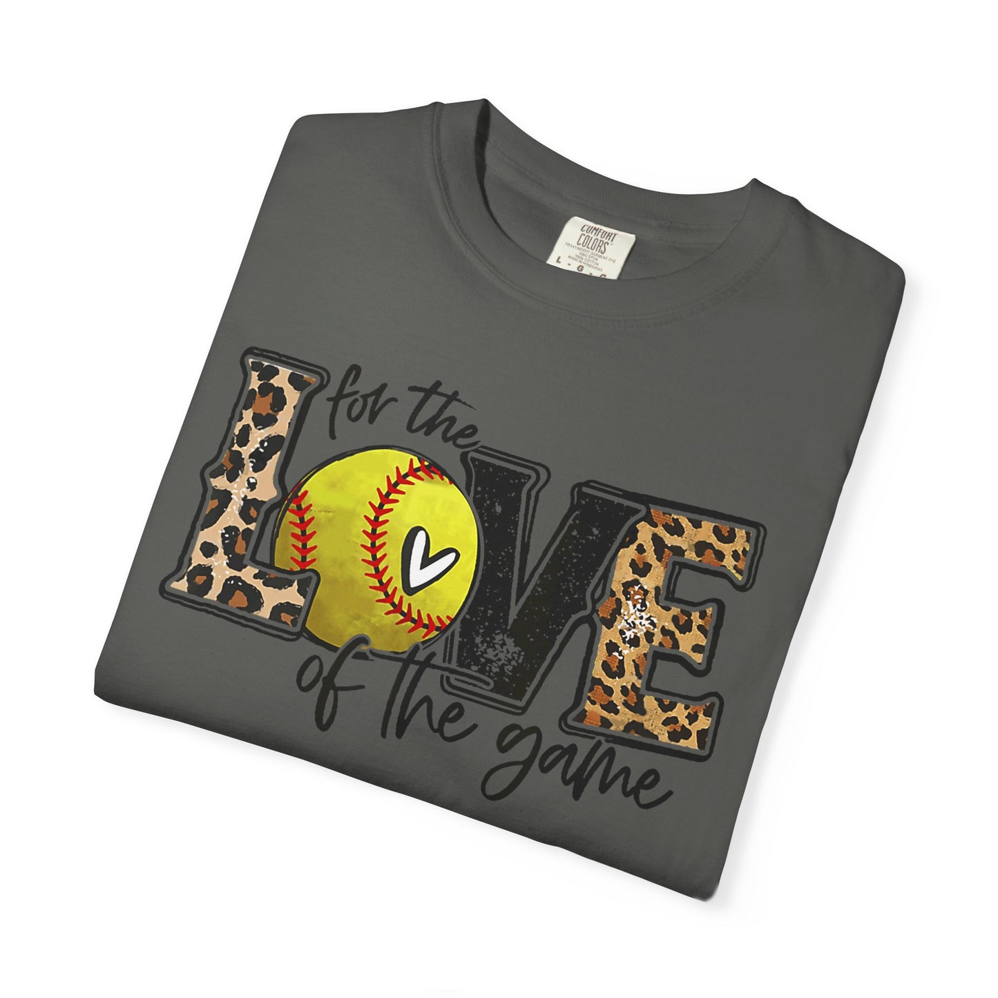 Love of the Game Softball T-Shirt — Leopard Print Tennis Ball Design