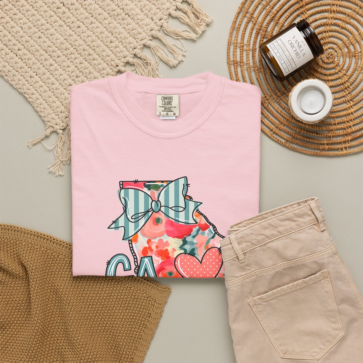 Georgia Floral State T-Shirt — GA Heart Bow Design