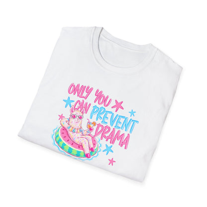 Only You Can Prevent Drama T-Shirt — Cute Llama Pool Float Graphic Tee