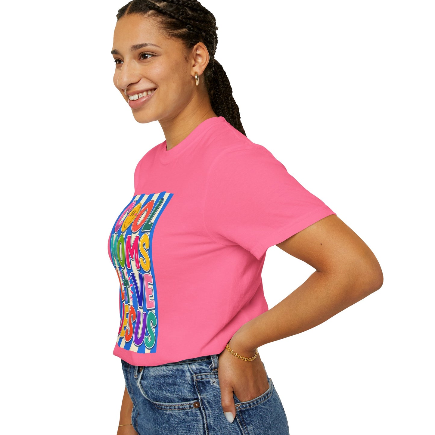 Cool Moms Love Jesus T-Shirt — Colorful Retro Christian Graphic Tee
