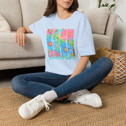 Summer vibes floral tee- Gildan softstyle