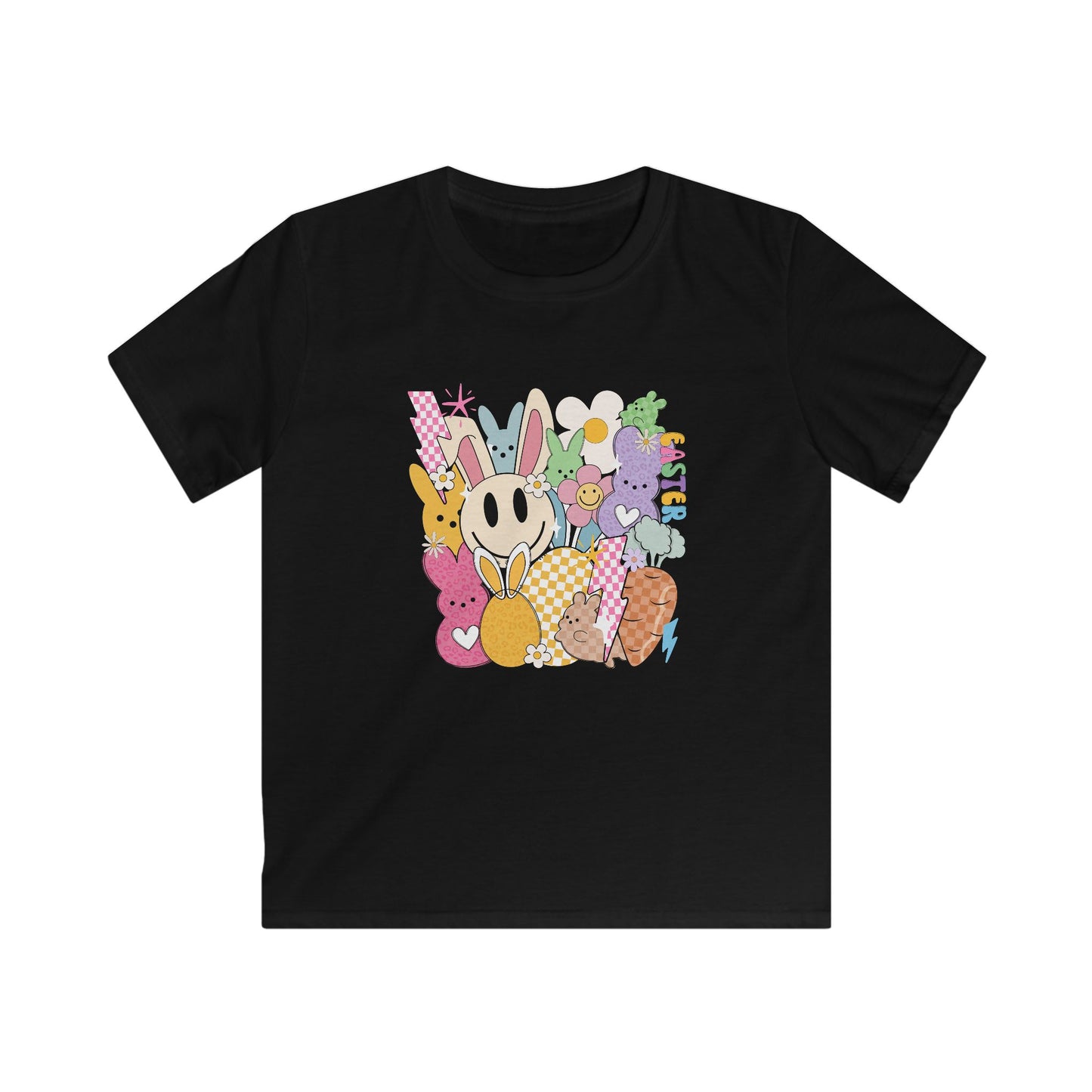 Kids Bunny Patchwork Tee — Cute Pastel Easter Bunny Graphic T‑Shirt