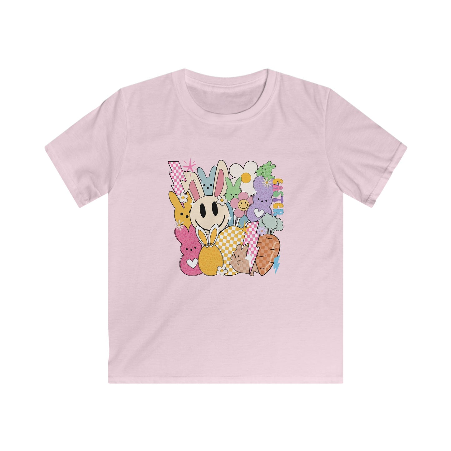 Kids Bunny Patchwork Tee — Cute Pastel Easter Bunny Graphic T‑Shirt