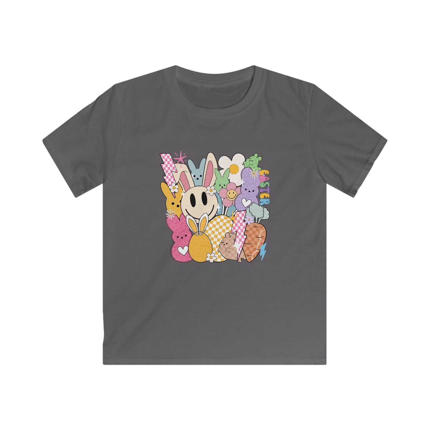 Kids Bunny Patchwork Tee — Cute Pastel Easter Bunny Graphic T‑Shirt