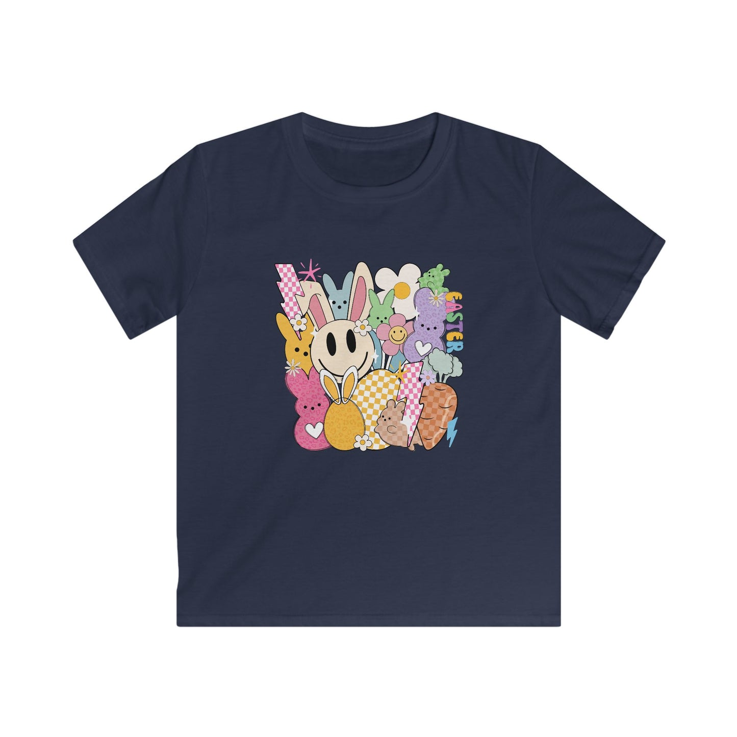 Kids Bunny Patchwork Tee — Cute Pastel Easter Bunny Graphic T‑Shirt
